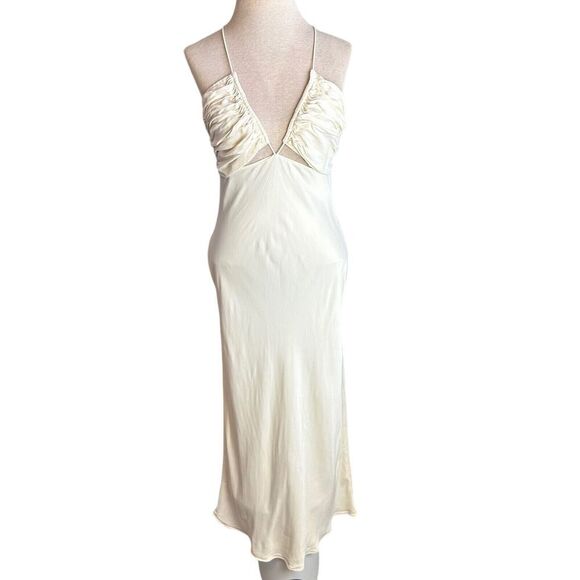 L'Academie Addax Midi Dress In Ivory Size Medium Cutout Open Back Revolve Party - Picture 4 of 13